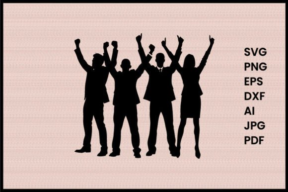 Business Team Cheering Illustration Silh: A Versatile Design for Celebrating Success