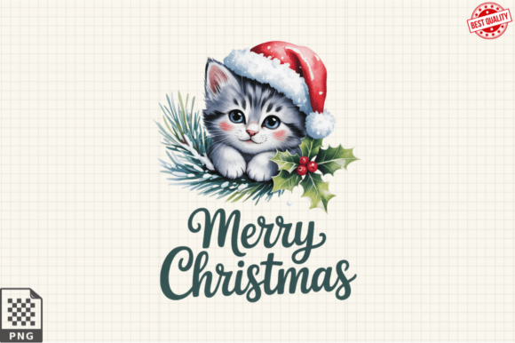 Cute Cat Christmas PNG Clipart Design