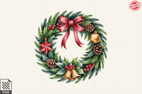 Watercolor Christmas Wreaths Clipart PNG: A Versatile Digital Asset for Creative Projects