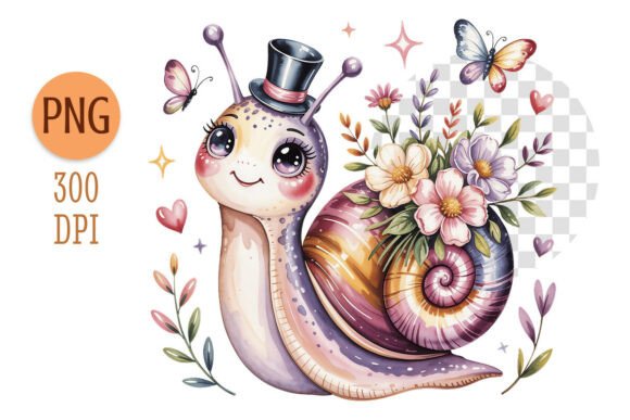 Whimsical Watercolor Snail Flowers PNG: A Delightful Addition to Creative Projects